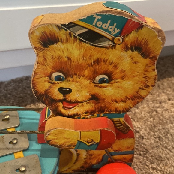 VINTAGE FISHER PRICE TEDDY ZILO XYLOPHONE PULL TOY - Picture 3 of 8